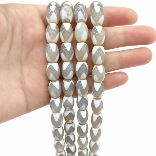 Ágata natural tibetano Dzi Beads, ágata, desenho de mão, DIY, Mais cores pare escolha, 10x14mm, Aprox 25PCs/Strand, vendido por Strand