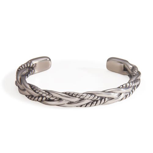 Acier titane bracelet manchette, poli, le style de punk & pour homme, couleur originale, Diamètre intérieur:Environ 64mm, Vendu par PC