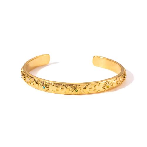 304 από ανοξείδωτο χάλυβα Σφαλιάρα Bangle, για τη γυναίκα & με στρας, περισσότερα χρώματα για την επιλογή, Εσωτερική διάμετρος:Περίπου 60mm, Sold Με PC