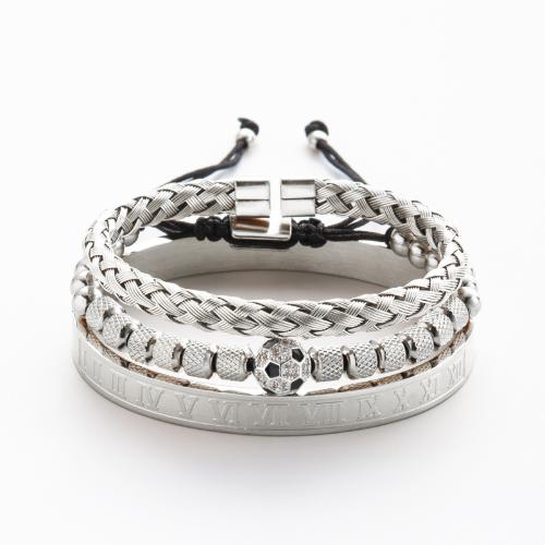 Aço inoxidável 304 pulseira, with 4.33inch extender chain, banhado, unissex & Vario tipos a sua escolha & com strass, comprimento Aprox 5.51 inchaltura, vendido por PC