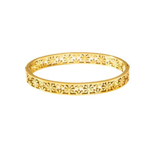 304 Cruach dhosmálta Bangle, Flower, plátáilte, jewelry faisin & do bhean & log, dathanna níos mó le haghaidh rogha, Trastomhas Istigh:Thart 60mm, Díolta De réir PC