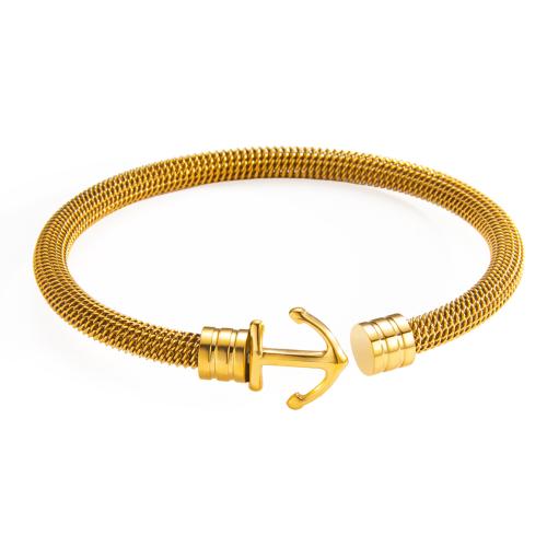 Partículas de aço abertura da pulseira, Âncora, banhado, estilo punk & para o homem, Mais cores pare escolha, Diametro interno:Aprox 60mm, vendido por PC