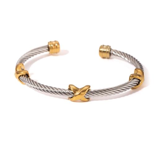 Titantium acciaio bracciale, with perla in plastica, placcato, gioielli di moda & unisex & stili diversi per la scelta & con strass, Diametro interno:Appross. 60mm, Venduto da PC