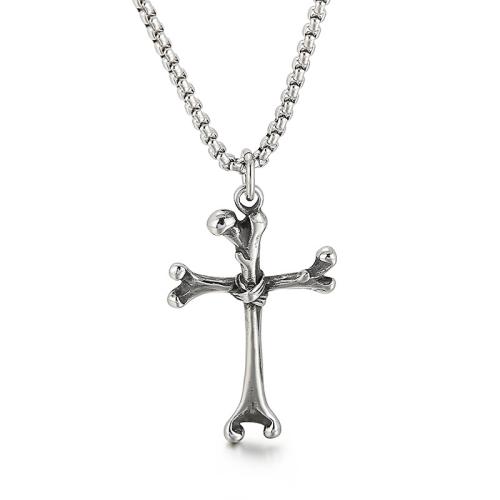 Titanhäng, Titan Stål, Cross, Vintage & DIY, ursprungliga färgen, 30x52mm, Säljs av PC
