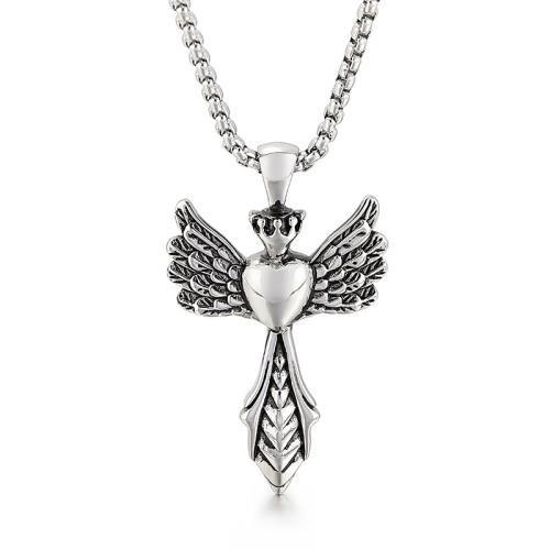 Titanium Privjesci, Titanium Čelik, Angel Wing, Berba & možete DIY, izvorna boja, 33x56mm, Prodano By PC