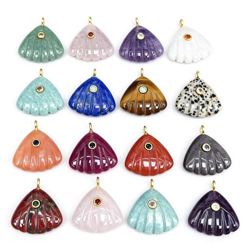 Pendants Gemstone Jewelry, Shell, DIY & ábhair éagsúla do rogha & le rhinestone, 25x27x7mm, Díolta De réir PC
