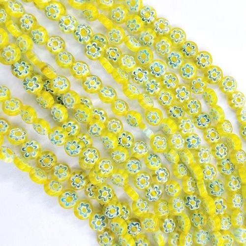 Handgemaakte Lampwork Beads, Rond plat, DIY & verschillende grootte voor keus & met bloempatroon, meer kleuren voor de keuze, Verkocht door Strand