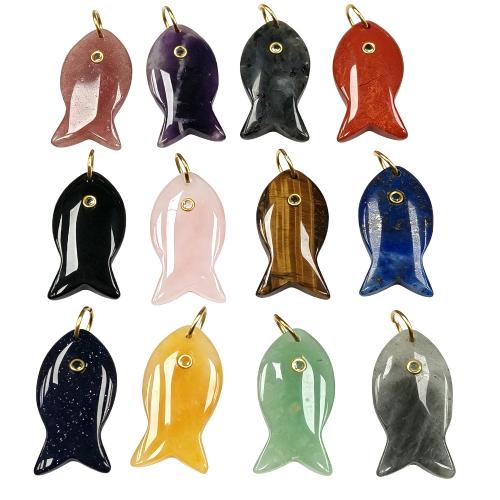 Gemstone Jewelry Pendants Fish DIY & with rhinestone Sold By PC