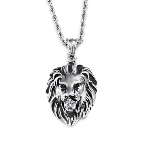 Titanium Steel Pendants Lion plated DIY & with rhinestone Sold By PC