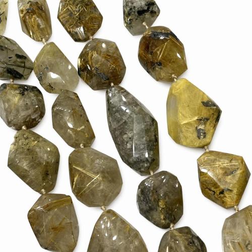 Natural Quartz Jewelry Beads Rutilated Quartz Nuggets polished DIY & faceted gold beads size 10-20x11-25MM Sold Per Approx 38 cm Strand