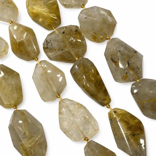 Grânulos de quartzo natural jóias, quartzo rutilado, Irregular, polido, DIY & facetada, dourado, beads size 12-2-x22-26MM, vendido para Aprox 38 cm Strand