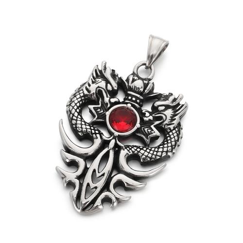 Titanium Medálok, Titanium Steel, Sárkány, Vintage & DIY & különböző stílusokat a választás & strasszos, 52x36mm, Által értékesített PC
