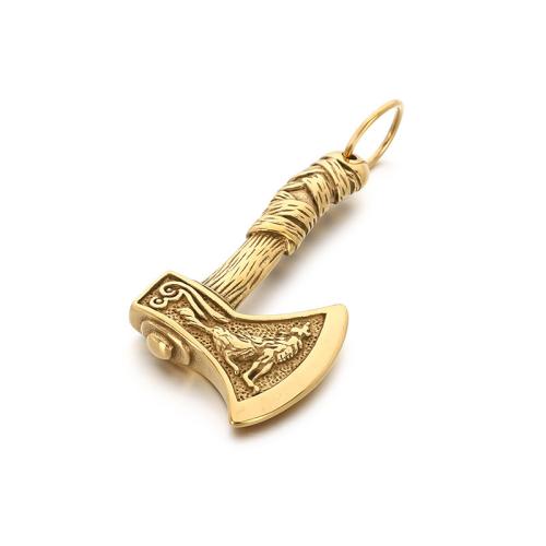 Titanium Medálok, Titanium Steel, Axe, galvanizált, Vintage & DIY & különböző stílusokat a választás, 45x26mm, Által értékesített PC