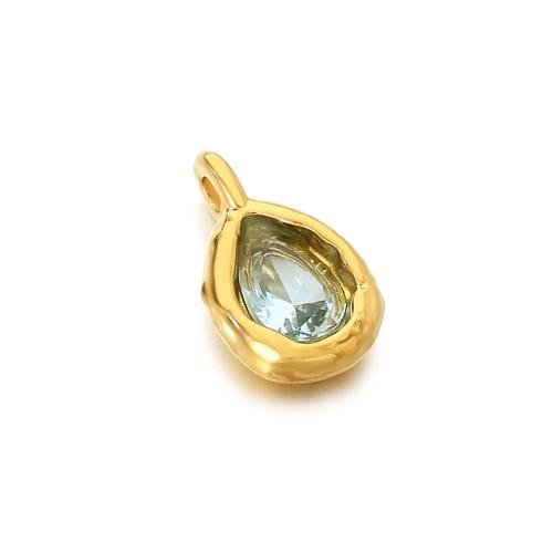 Rhinestone Pendant 304 Stainless Steel Teardrop gold color plated DIY & with rhinestone Sold By PC