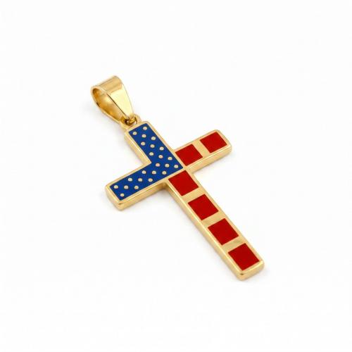 Titanium Steel Pendants Cross Vacuum Ion Plating DIY & enamel Sold By PC