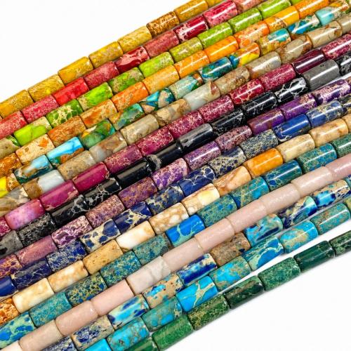 Gemstone smykker perler, Impression Jasper, Kolonne, poleret, du kan DIY, flere farver til valg, 4x8mm, Solgt Per Ca. 38 cm Strand