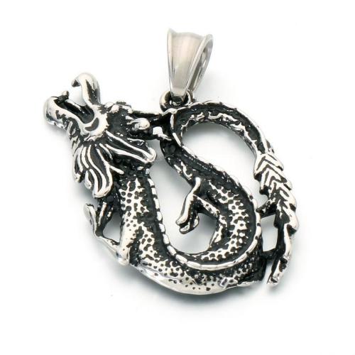 Pendants Jewelry Cruach dhosmálta, 304 Cruach dhosmálta, Dragon, seanré & DIY & stíleanna éagsúla do rogha, dath bunaidh, Díolta De réir PC