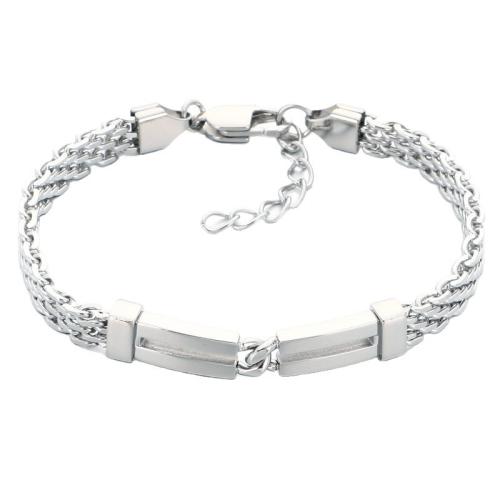 Cruach Tíotáiniam Bracelet, plátáilte, jewelry faisin & do fear & log, dathanna níos mó le haghaidh rogha, 190x6mm, Díolta De réir PC