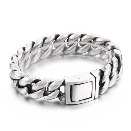 Titanium Steel Karkötő, galvanizált, divat ékszerek & az ember, több színt a választás, 220x19mm, Által értékesített PC