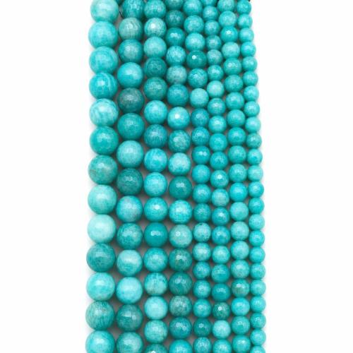 Amazonit Beads, Runde, du kan DIY & forskellig størrelse for valg & facetteret, Solgt Per Ca. 38 cm Strand