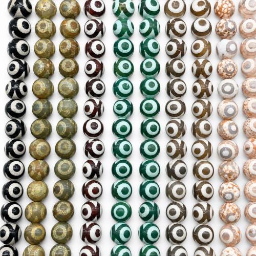 Ágata natural tibetano Dzi Beads, Ágata tibetana, Roda, Vintage & DIY, Mais cores pare escolha, 10mm, Aprox 36PCs/Strand, vendido por Strand
