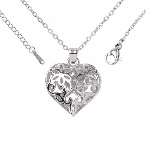 Brass Necklace with 304 Stainless Steel Chain with 5cm extender chain rack plating Unisex & micro pave cubic zirconia & hollow Length Approx 40 cm Sold By PC