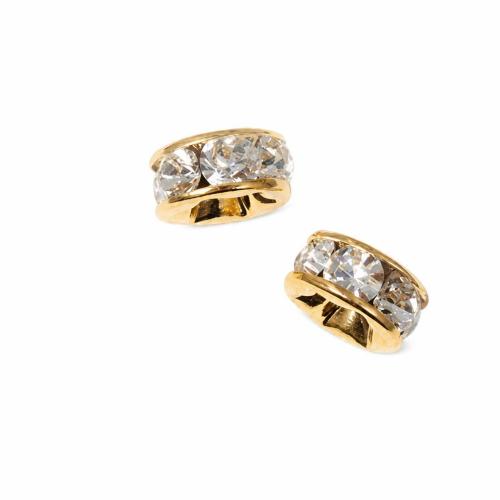 Brass Spacer Beads plated DIY & with rhinestone 6mm Approx 2mm Sold By PC