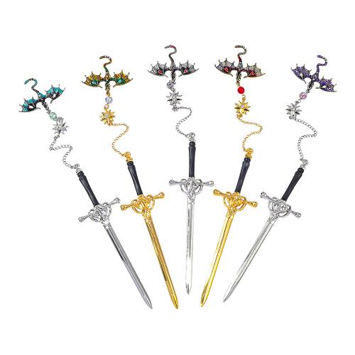Zinc Alloy Bookmark Sword plated Unisex & enamel & with rhinestone Sold By PC