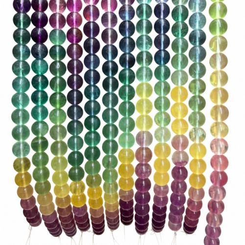 Fluorit Pärlor, färgrik Fluorit, Rund, DIY, Grade A, 8mm, Ca 47PC/Strand, Säljs av Strand