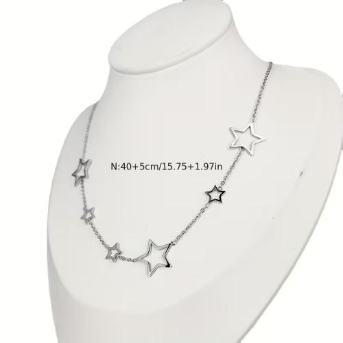 304 Stainless Steel Necklace with 5cm extender chain Star plated fashion jewelry & for woman & hollow Length Approx 40 cm Sold By PC