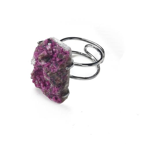 Edelsteen Manchet Finger Ring, met Messing, plated, uniseks & verschillende stijlen voor de keuze, 20x25mm, Verkocht door PC