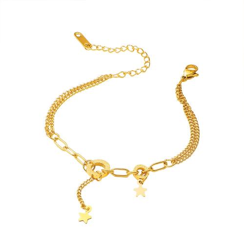 304 roestvrij staal Armband, met 5cm extender keten, Ster, gold plated, mode sieraden & voor vrouw, Lengte Ca 16 cm, Verkocht door PC
