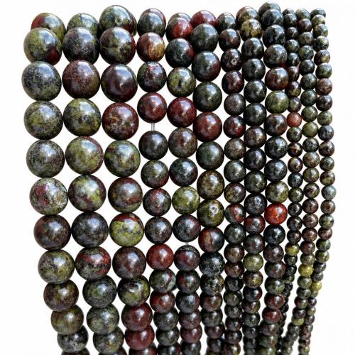 Edelsteen Sieraden Kralen, Dragon + Blood + Stone, Ronde, DIY & verschillende grootte voor keus, Per verkocht Ca 38 cm Strand
