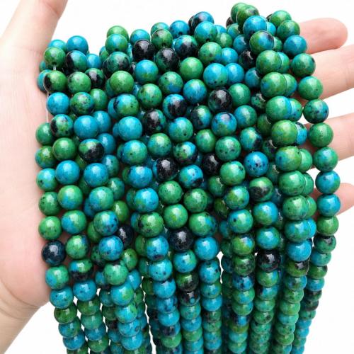 Resin Jewelry Beads Round imitation chrysocolla & DIY Sold By Strand