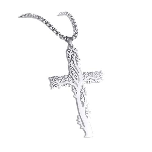 304 Stainless Steel Necklace Cross plated Unisex & hollow Length Approx 60 cm Sold By PC