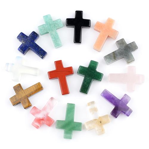 Pendants Gemstone Jewelry, Cross, snasta, DIY & ábhair éagsúla do rogha, 22x30x7mm, Poll:Thart 2.5mm, Díolta De réir PC