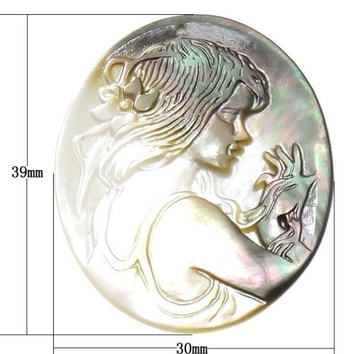 Természetes fekete Shell Medálok, Fekete kagyló, Lapos ovális, Faragott, 30x39x3mm, Lyuk:Kb 0.9mm, 10PC-k/Lot, Által értékesített Lot