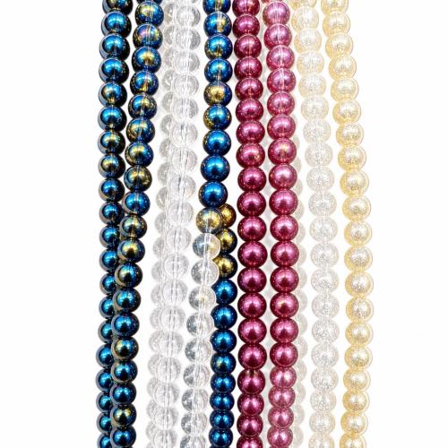 Glass Jewelry Beads Round plated DIY Sold Per Approx 38 cm Strand