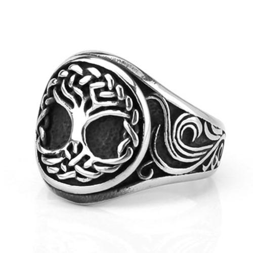 304 Stainless Steel Sormen sormus, Tree of Life, kiiltävä, Vintage & erikokoisia valinnalle & ihmiselle, alkuperäinen väri, Koko:7-13, Myymät PC