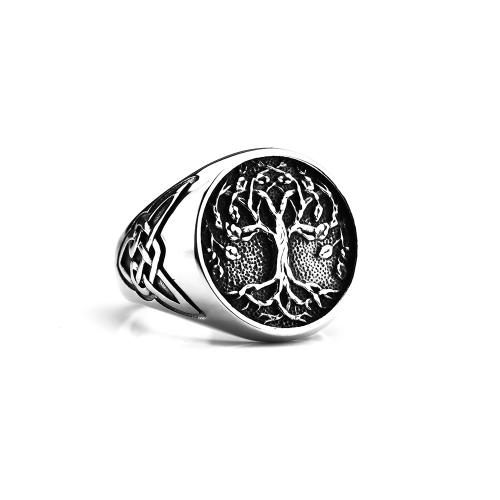 304 Stainless Steel Sormen sormus, Tree of Life, kiiltävä, Vintage & erikokoisia valinnalle & ihmiselle, alkuperäinen väri, Koko:7-13, Myymät PC