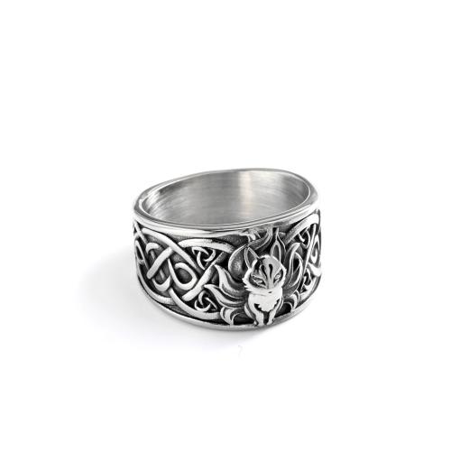 304 Stainless Steel Finger Ring Fox polished vintage & for man original color US Ring Sold By PC
