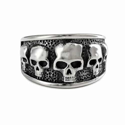 304 Stainless Steel Finger Ring Skull polished vintage & for man original color US Ring Sold By PC