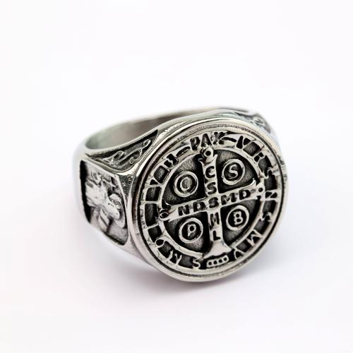 304 Stainless Steel Finger Ring polished vintage & with cross pattern & for man original color US Ring Sold By PC