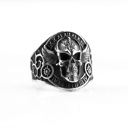 304 Stainless Steel Finger Ring Skull polished vintage & for man original color US Ring Sold By PC
