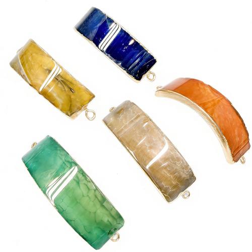 Agaat Connectors, gold plated, DIY, meer kleuren voor de keuze, 46mm, Verkocht door PC