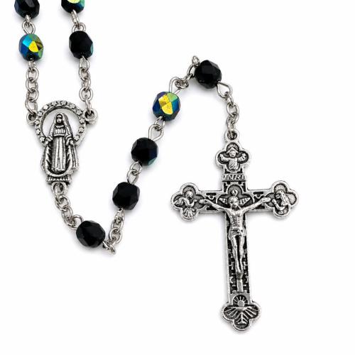 rosenkrans Halskæde, Krystal, med Zinc Alloy, Krucifiks Cross, forgyldt, Unisex, blandede farver, 6mm, Længde 51.5 cm, Solgt af PC
