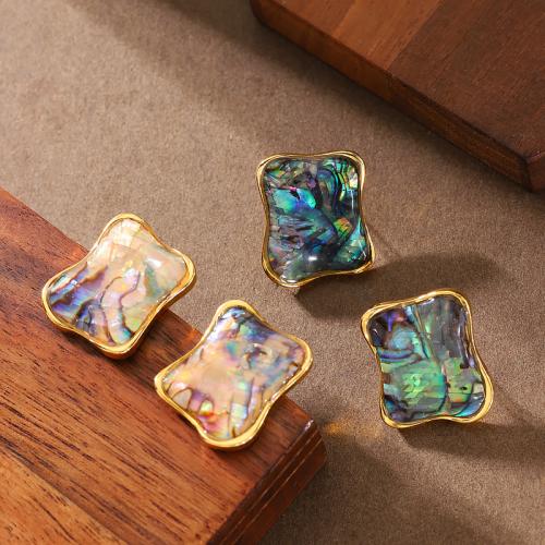 Shell Earrings Brass with Shell plated fashion jewelry & for woman Sold By Pair