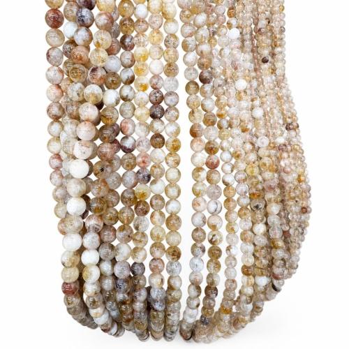Luonnollinen kvartsi Korut helmet, Natural Quartz, Pyöreä, tee-se-itse & erikokoisia valinnalle, keltainen, Myyty Per N. 38 cm Strand