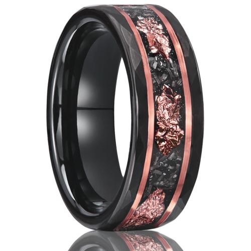 Wolfraam staal Finger Ring, plated, verschillende grootte voor keus & voor de mens, zwart, Maat:7-13, Verkocht door PC
