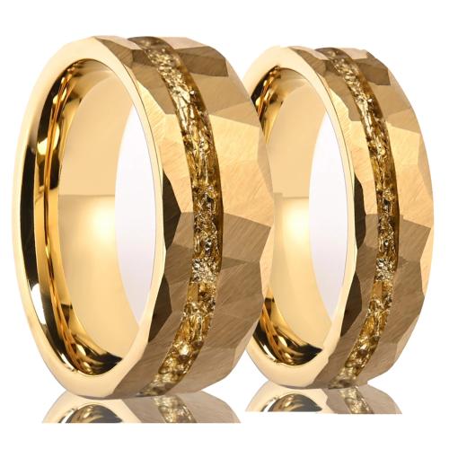 Tungsten Steel Finger Ring with Gold Foil gold color plated Unisex US Ring .5 Sold By PC